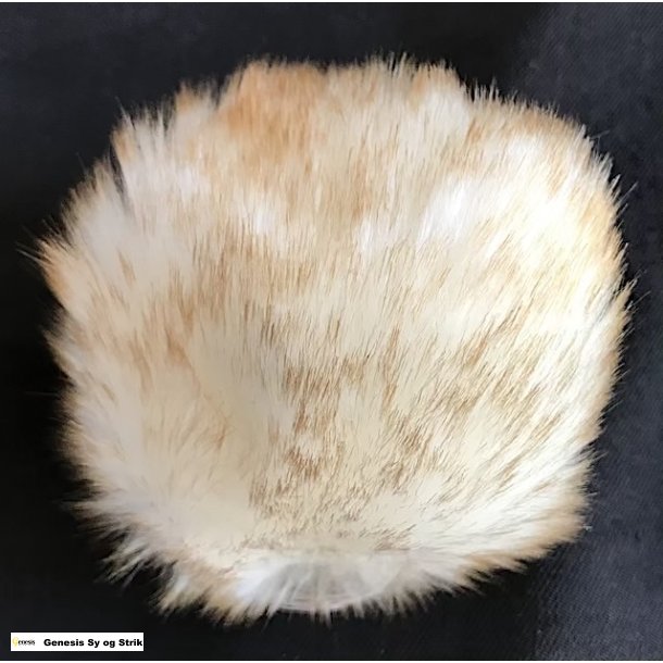 Pompon / Kunststof- 6 cm. - hvid og brun