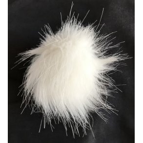 Pompon / kuntstof- 10 cm. - Hvid
