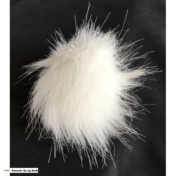 Pompon / kuntstof- 10 cm. - Hvid
