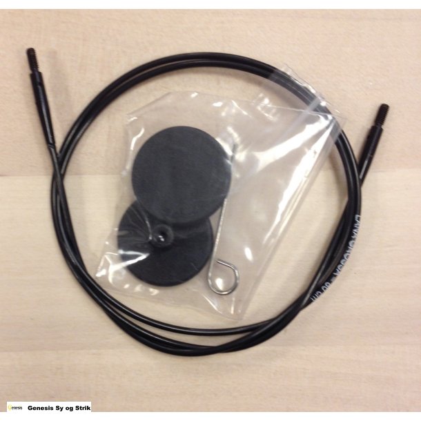 Knitpro kabel i sort med sort gevind