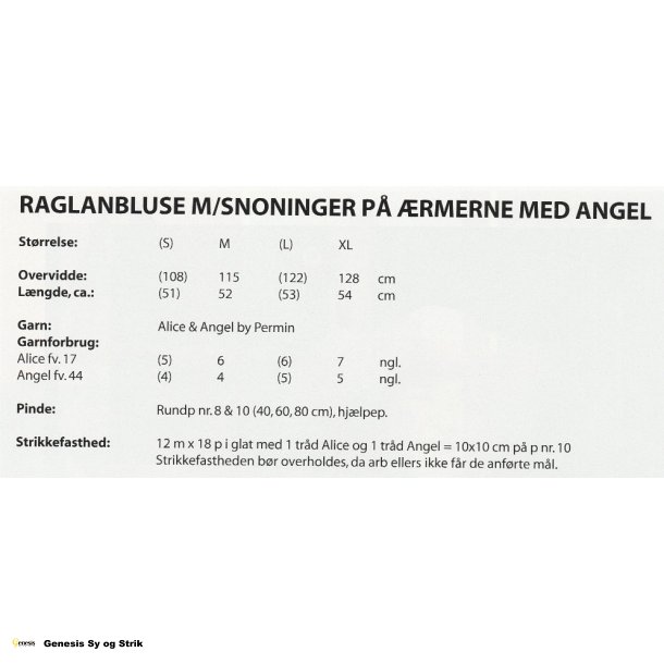 Raglanbluse m/snoninger p rmerne med Angel