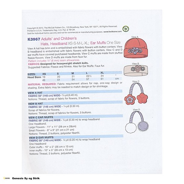 Hovedbekldning til voksne og brn