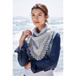 Perlestrikket halskrave med blondekant