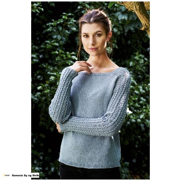 Sweater med mnstrede rmer