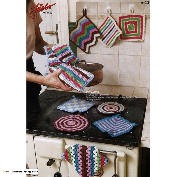 En Lang grydelap + 8 mindre med forskellige mnstre