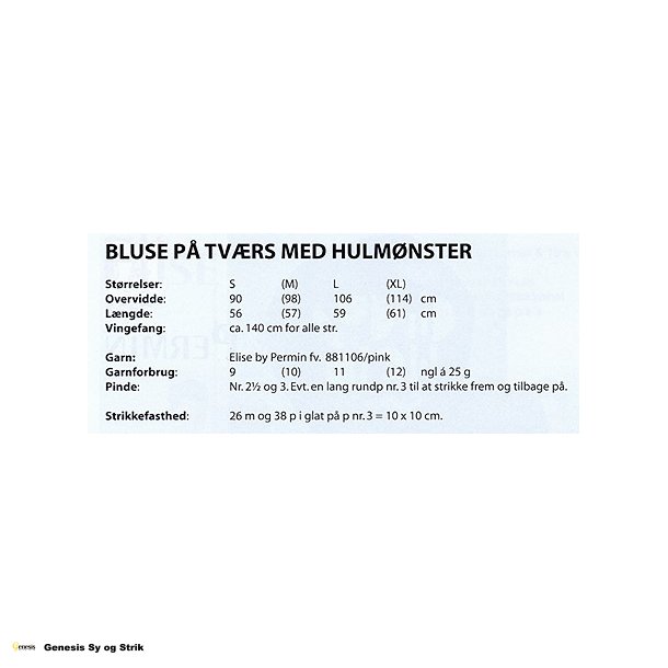 Bluse p tvrs med hulmnster