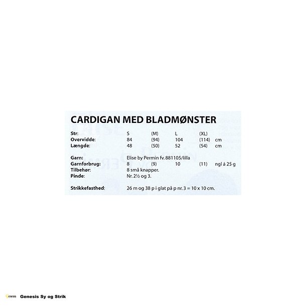 Cardigan med bladmnster