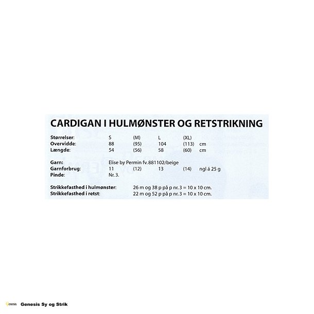 Cardigan i hulmnster og retstrikning
