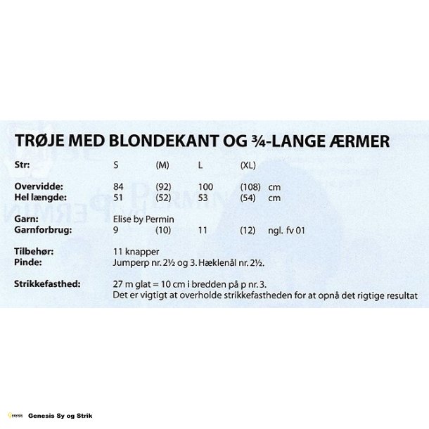 Trje med blondekant og 3/4 - lange rmer