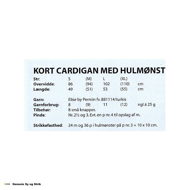 Kort Cardigan med hulmnster