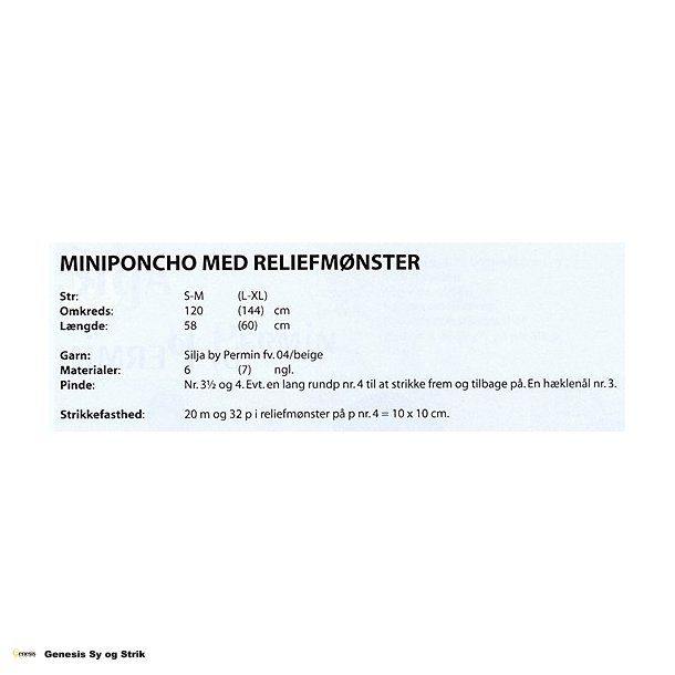 Mini Poncho med relief mnster