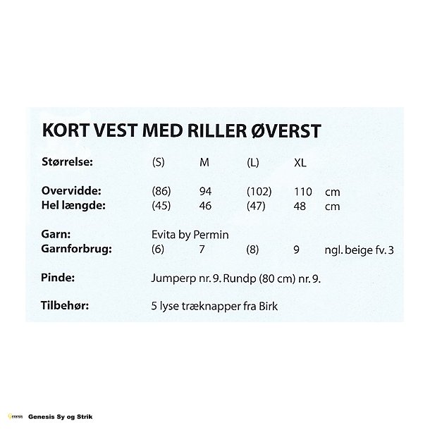 Kort vest med riller verst