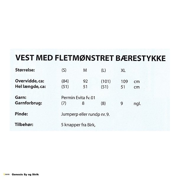 Vest med fletmnstret brestykke