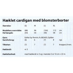 Hklet cardigan med blomsterborter