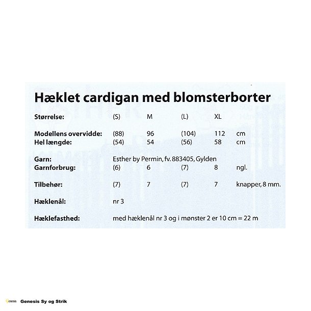 Hklet cardigan med blomsterborter
