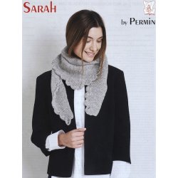 Retstrikket sjal med bladkant i Sarah