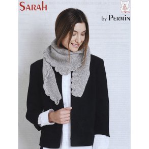 Retstrikket sjal med bladkant i Sarah