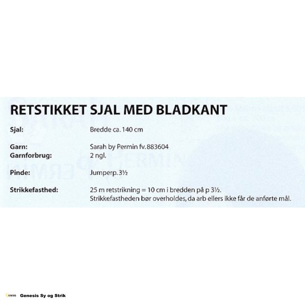 Retstrikket sjal med bladkant i Sarah