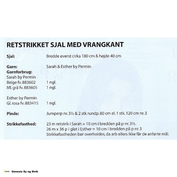 Retstrikket sjal med vrangkant i Sarah