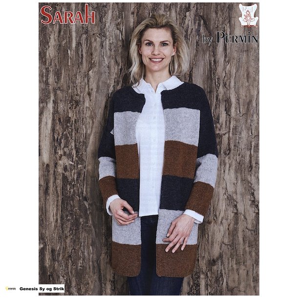 Sarah 2 trde lang Cardigan i brede striber