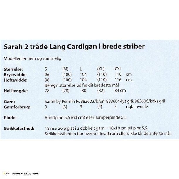 Sarah 2 trde lang Cardigan i brede striber