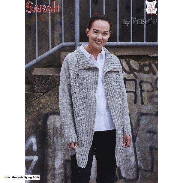 Lang jakke med rib og hulmnster