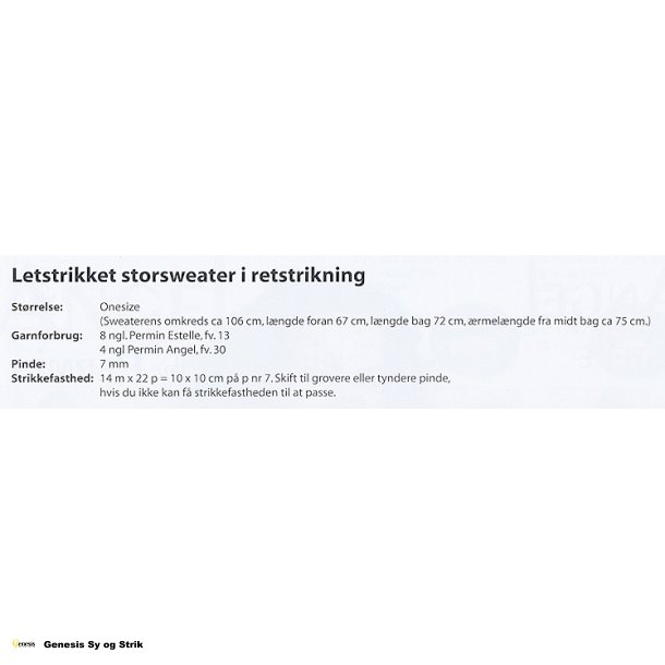 Letstrikket storsweater i retstrikning