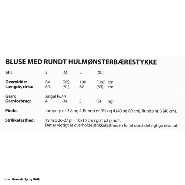 Bluse med rundt hulmnsterbrestykke