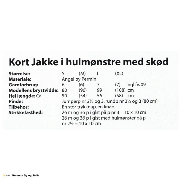 Kort jakke i hulmnster med skd