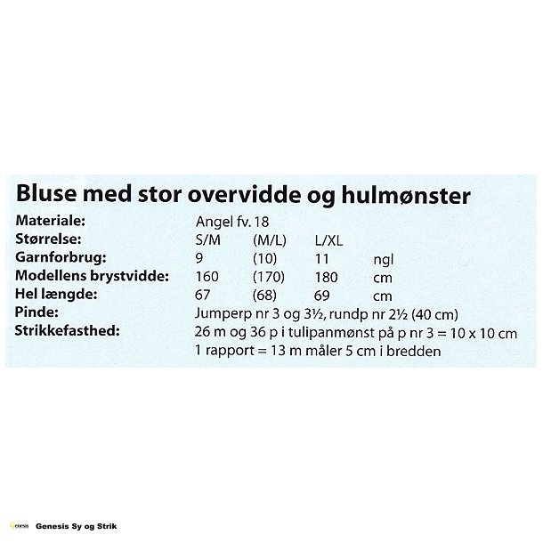 Bluse med stor overvidde og hulmnster