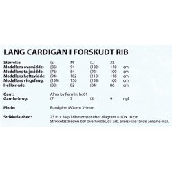 Lang Cardigan i forskudt rib