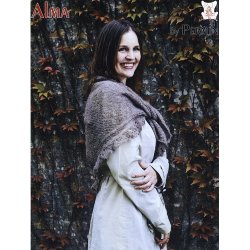 Retstrikket sjal med blondekant