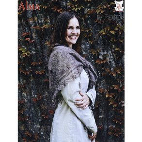 Retstrikket sjal med blondekant