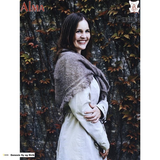 Retstrikket sjal med blondekant