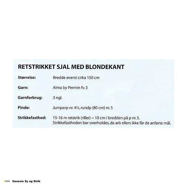 Retstrikket sjal med blondekant