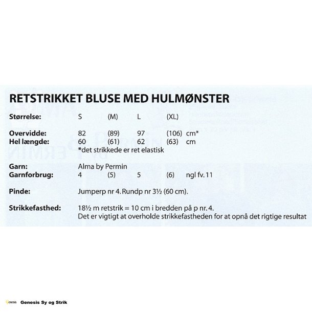 Retstrikket bluse med hulmnster