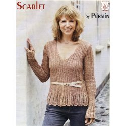 Ribbluse med blondekant