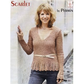 Ribbluse med blondekant