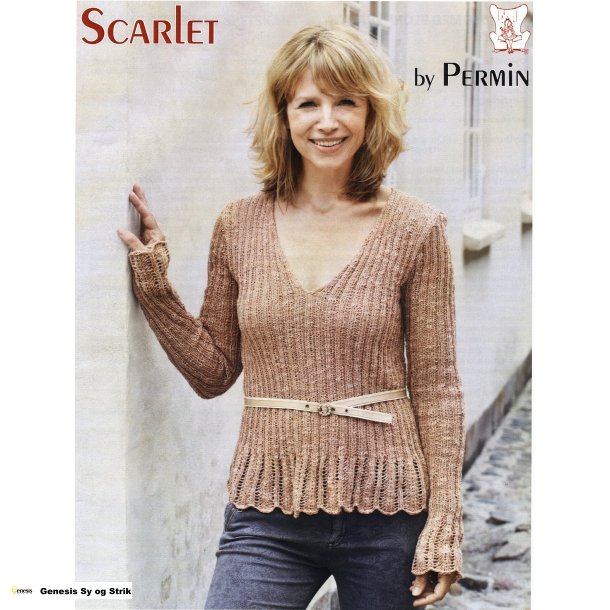 Ribbluse med blondekant