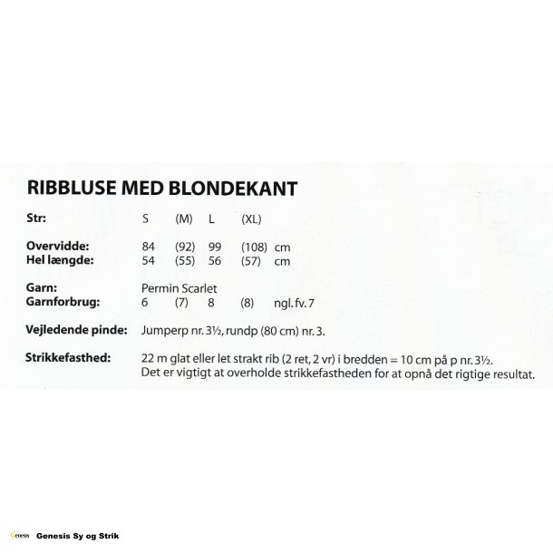 Ribbluse med blondekant