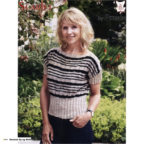 Bluse med striber og struktur