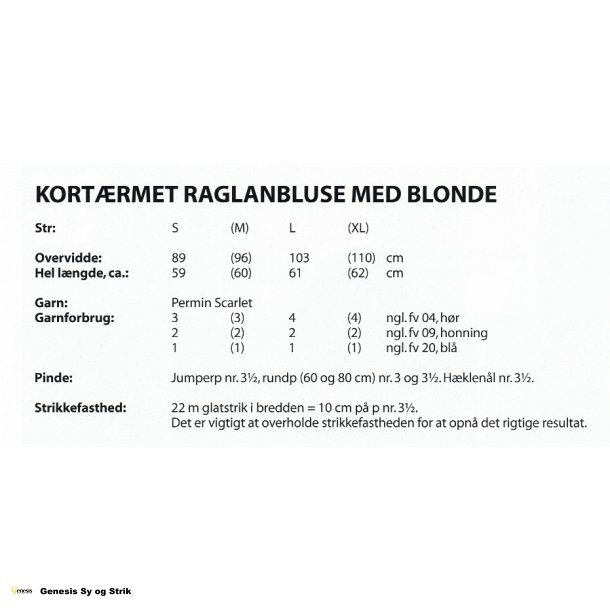 Kortrmet raglanbluse med blonde
