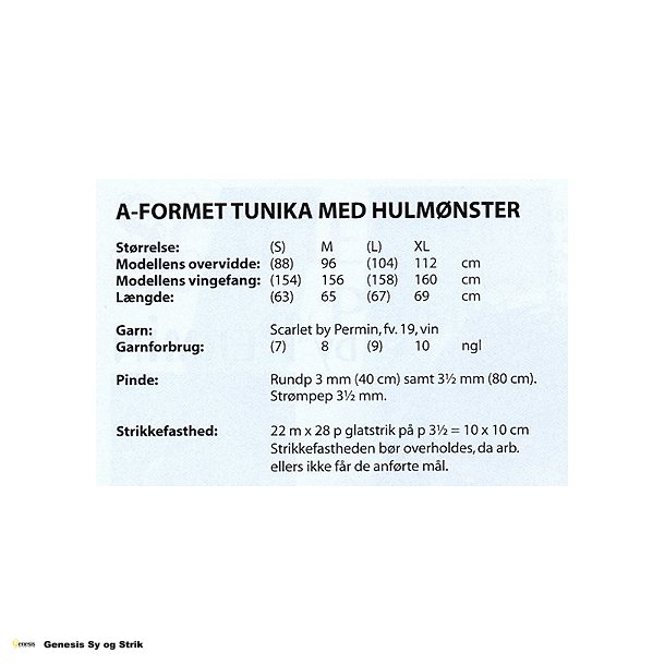 A - formet Tunika med hulmnster