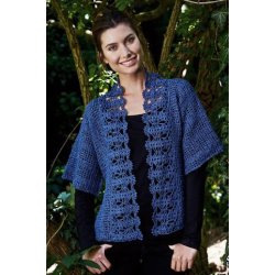 Kimono hklet i netmnster og blondeforkant