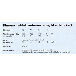 Kimono hklet i netmnster og blondeforkant