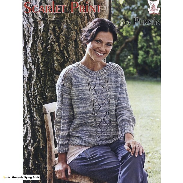 Raglanbluse med hulmnster