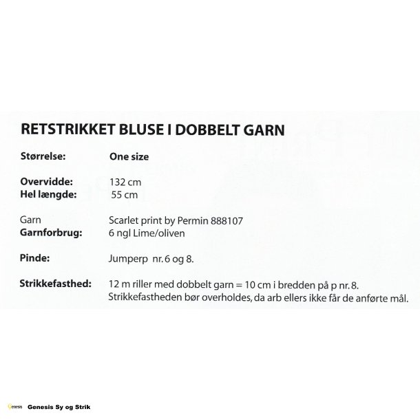 Retstrikket bluse i dobbelt garn