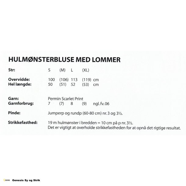 Hulmnsterbluse med lommer