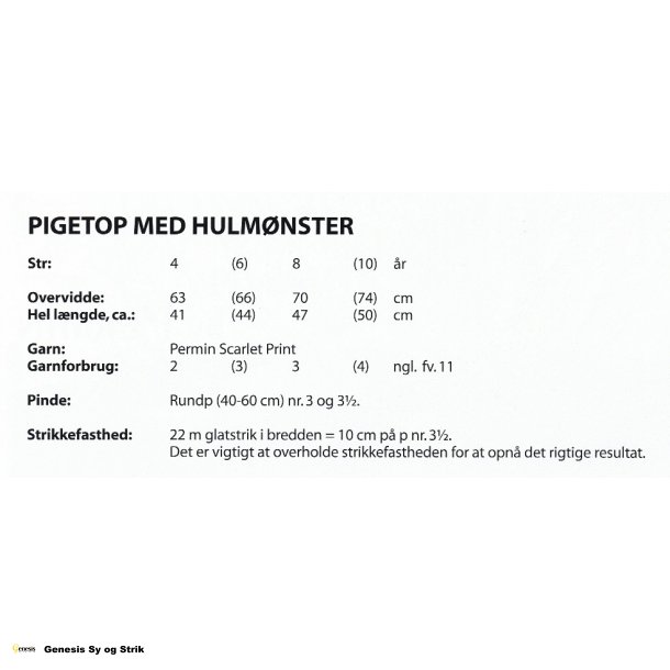 Pigetop med hulmnster