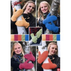 Tommelfingervanter i fastmaskemnster med diagonal effekt